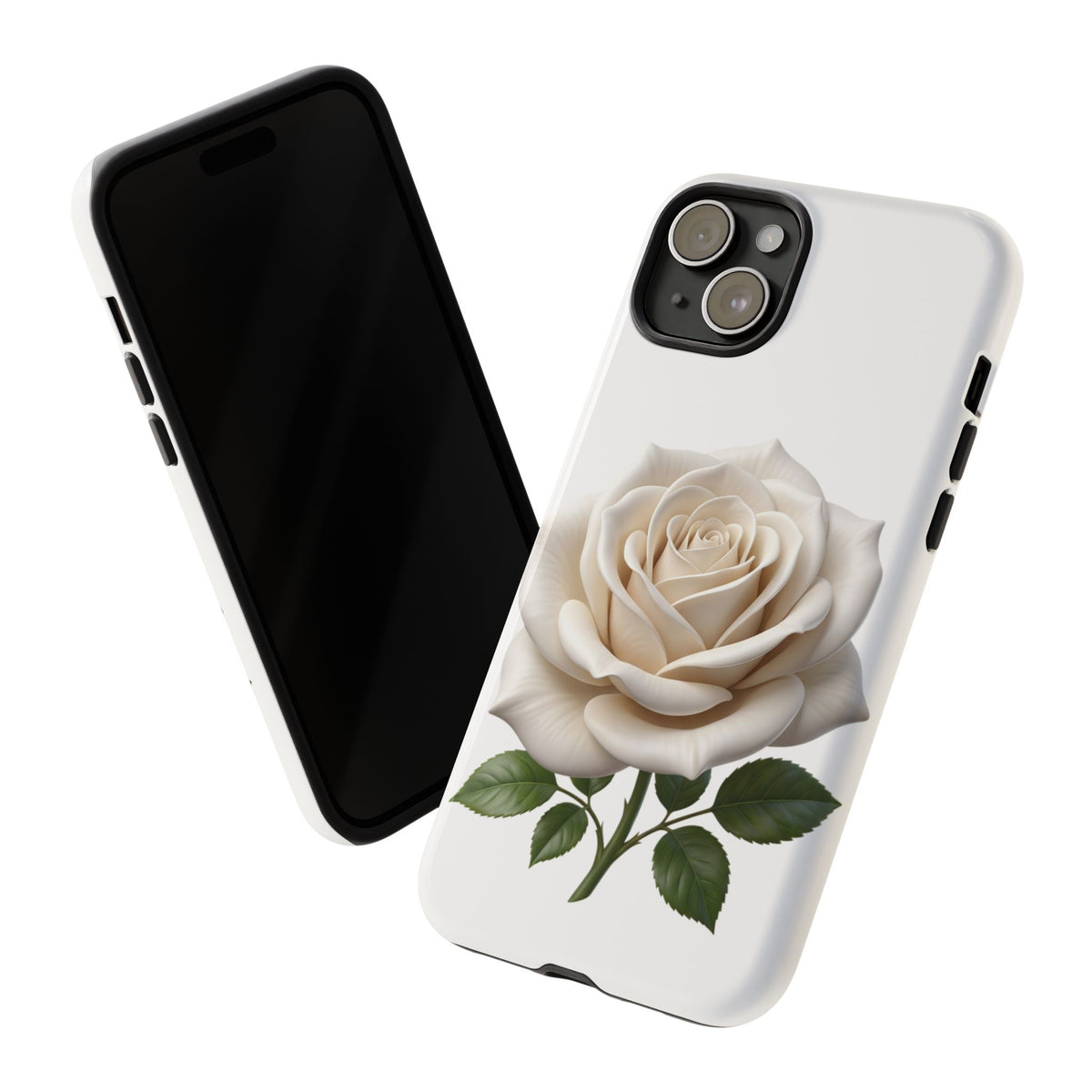 White Rose Tough Phone Case – Elegant Floral Protective Cover