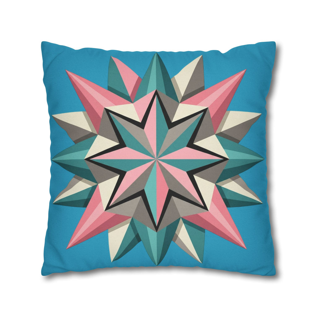 Geometric Starburst Decorative Pillowcase — Turquoise Pink Accent Cushion Cover