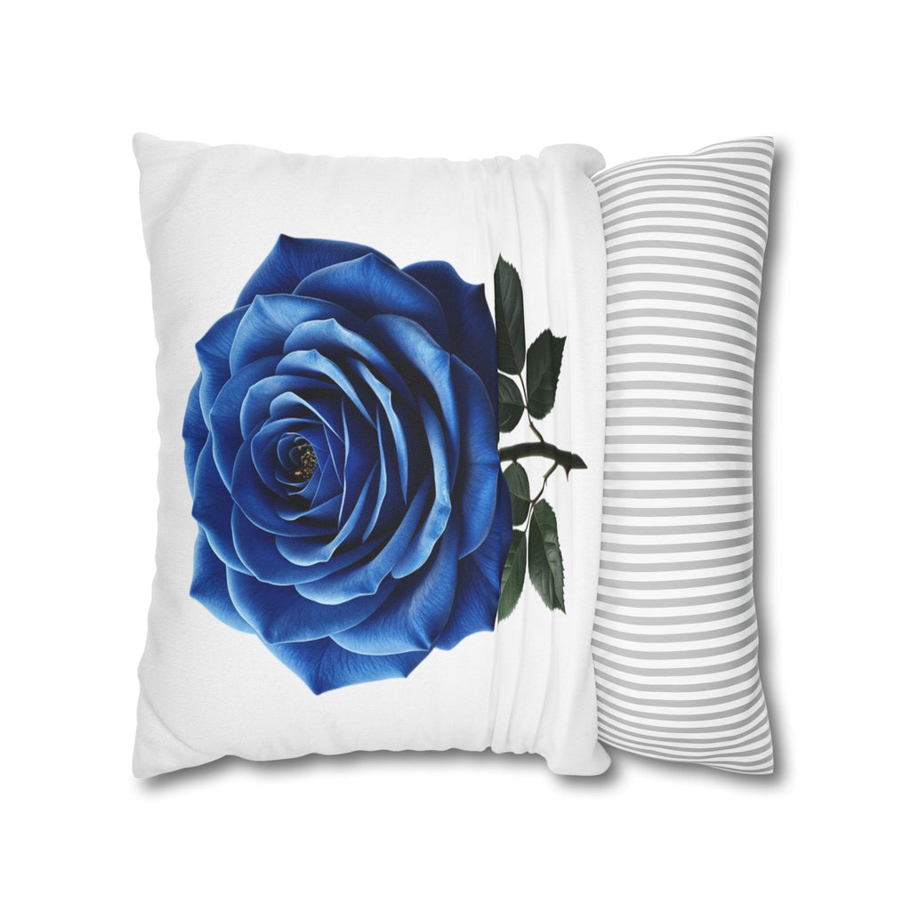 Blue Rose Spun Polyester Square Pillowcase