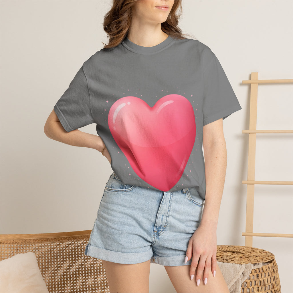 Pink Heart Unisex Garment-Dyed T-shirt