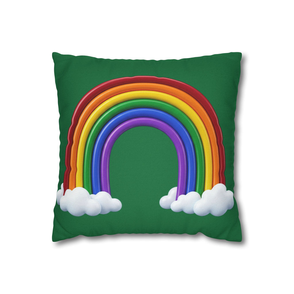 Rainbow Dark Green Spun Polyester Square Pillowcase