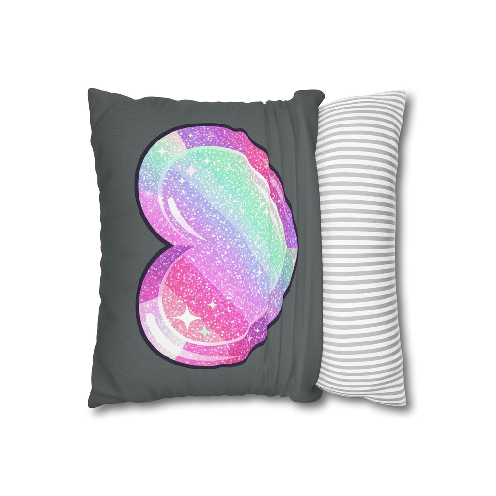 Pastel Glitter Heart Pillowcase Spun Polyester Square Pillowcase- Dark Grey