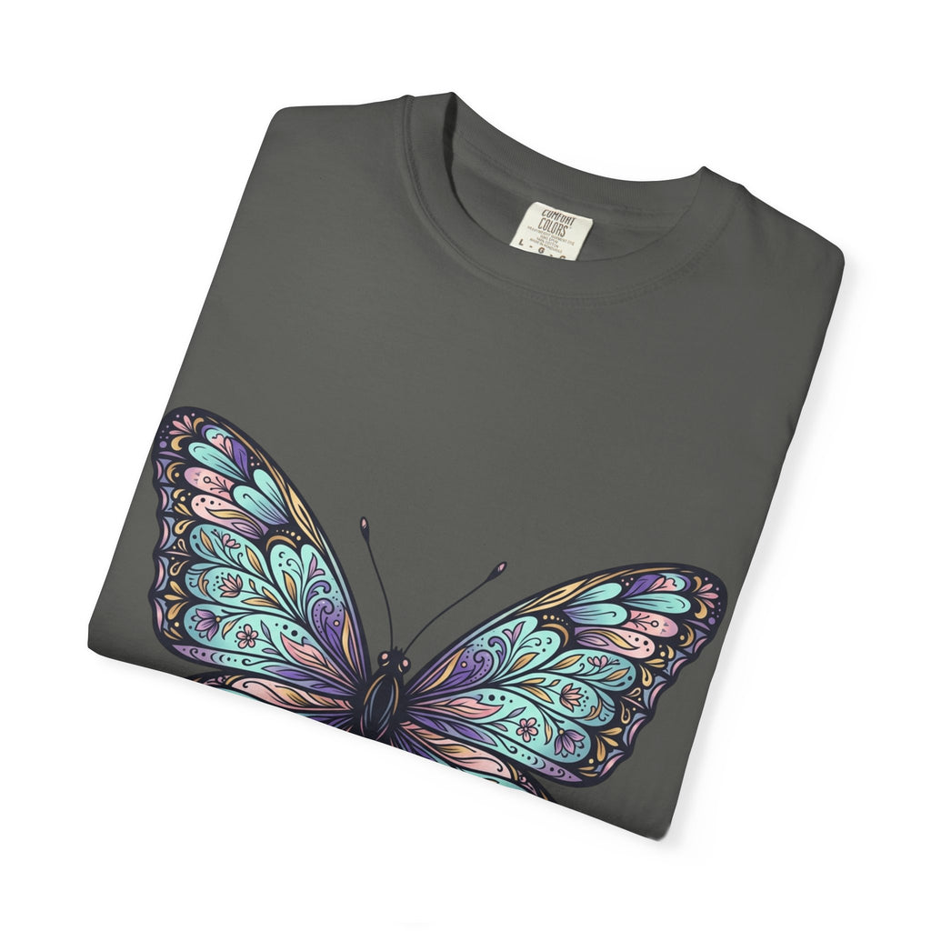 Butterfly Art T‑Shirt — Blue Purple Ornamental Butterfly Graphic Tee