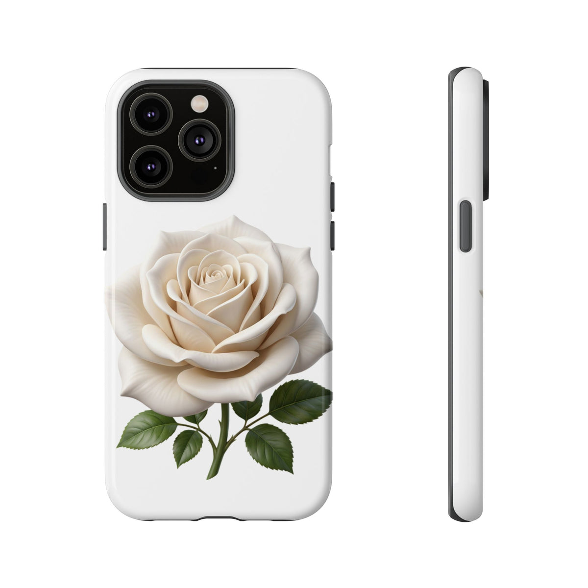 White Rose Tough Phone Case – Elegant Floral Protective Cover