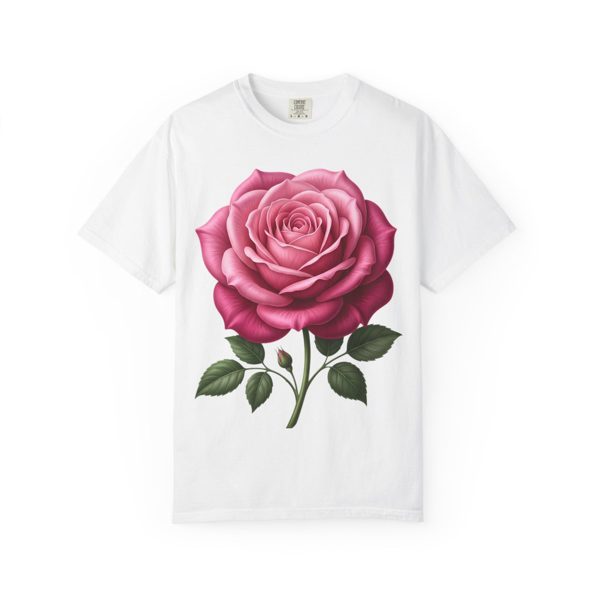 Vintage Pink Rose T-Shirt — Botanical Floral Graphic Tee