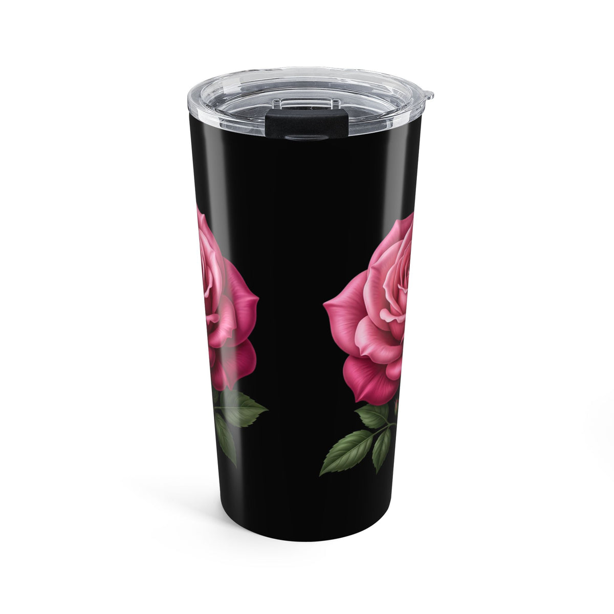 Pink Rose Black Tumbler 20oz