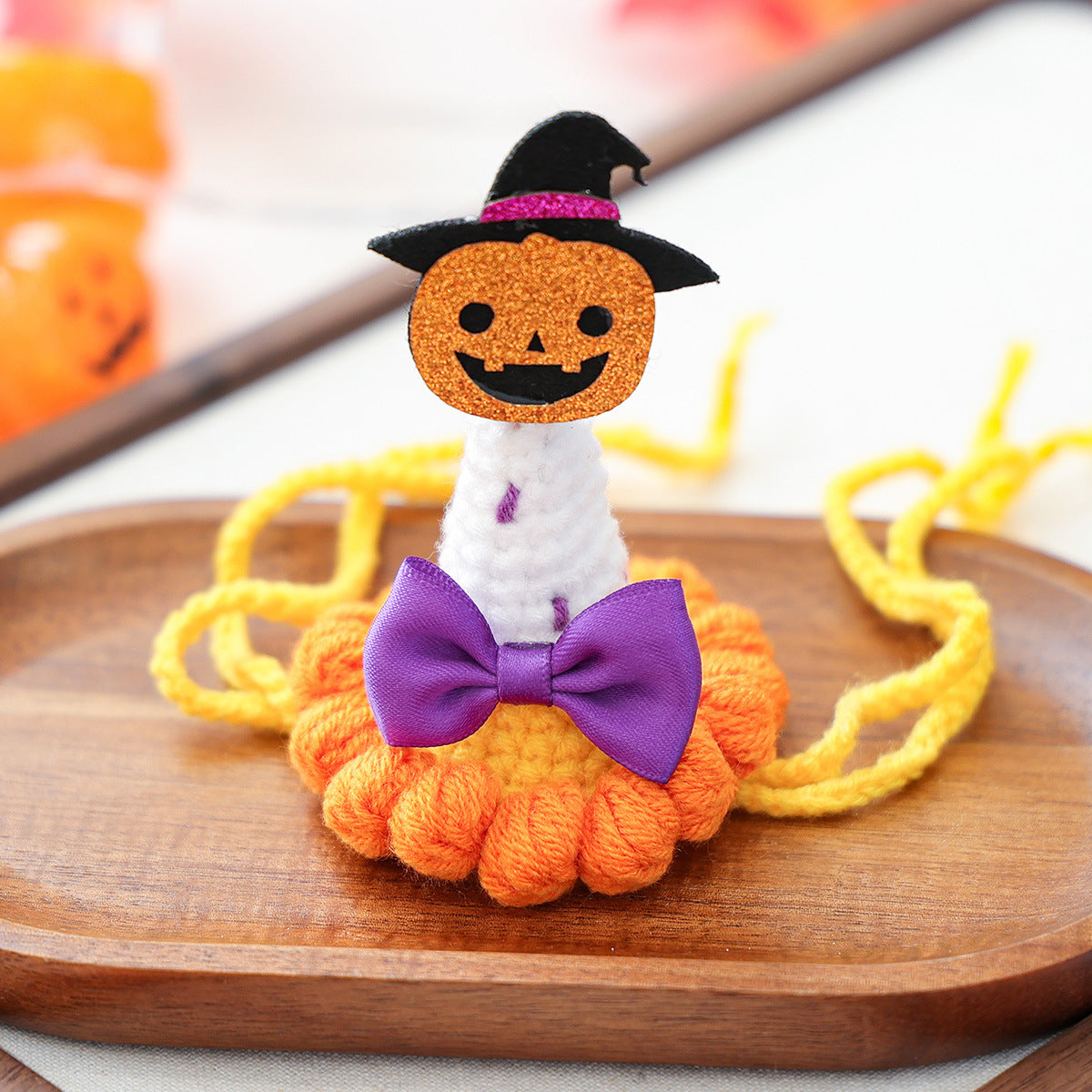 Pet Accessories Hat Halloween Festival Small Size Wizard Pumpkin Hat for Dogs and Cats Knit Hat for Small Dogs
