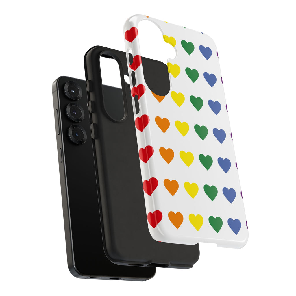 Rainbow Heart Tough Phone Case — Pride Pattern Protective Cover