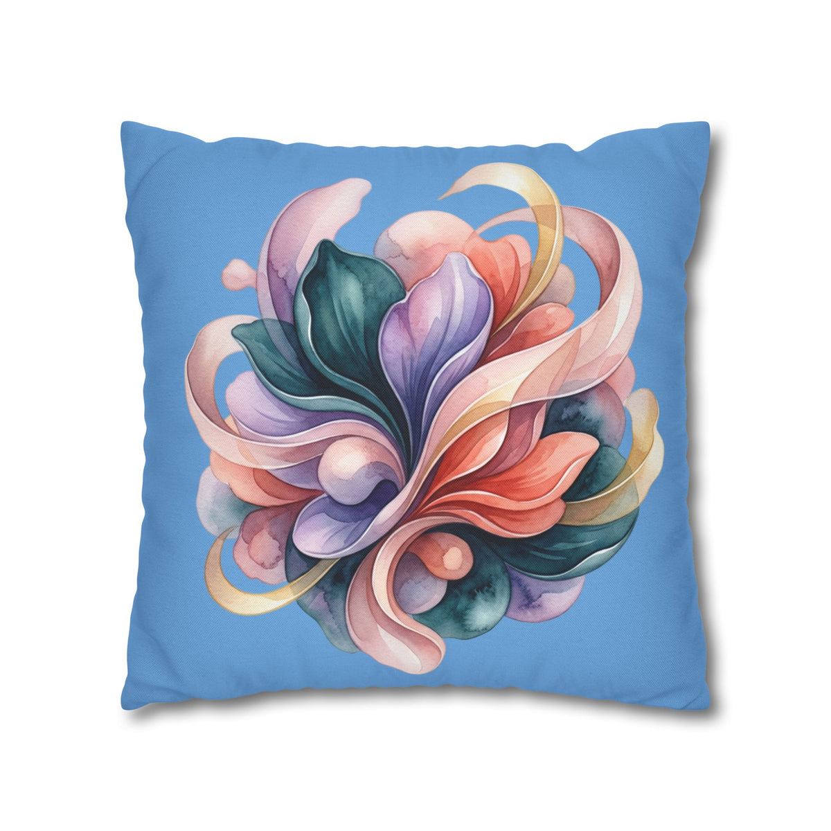 Floral Swirl Pillowcase — Colorful Abstract Blossom Throw Pillow