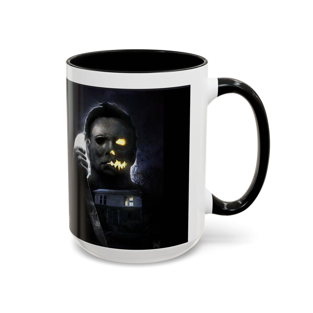 Halloween Michael Myers Accent Coffee Mug — Spooky Horror Movie Jack-O'-Lantern Face (11/15oz)
