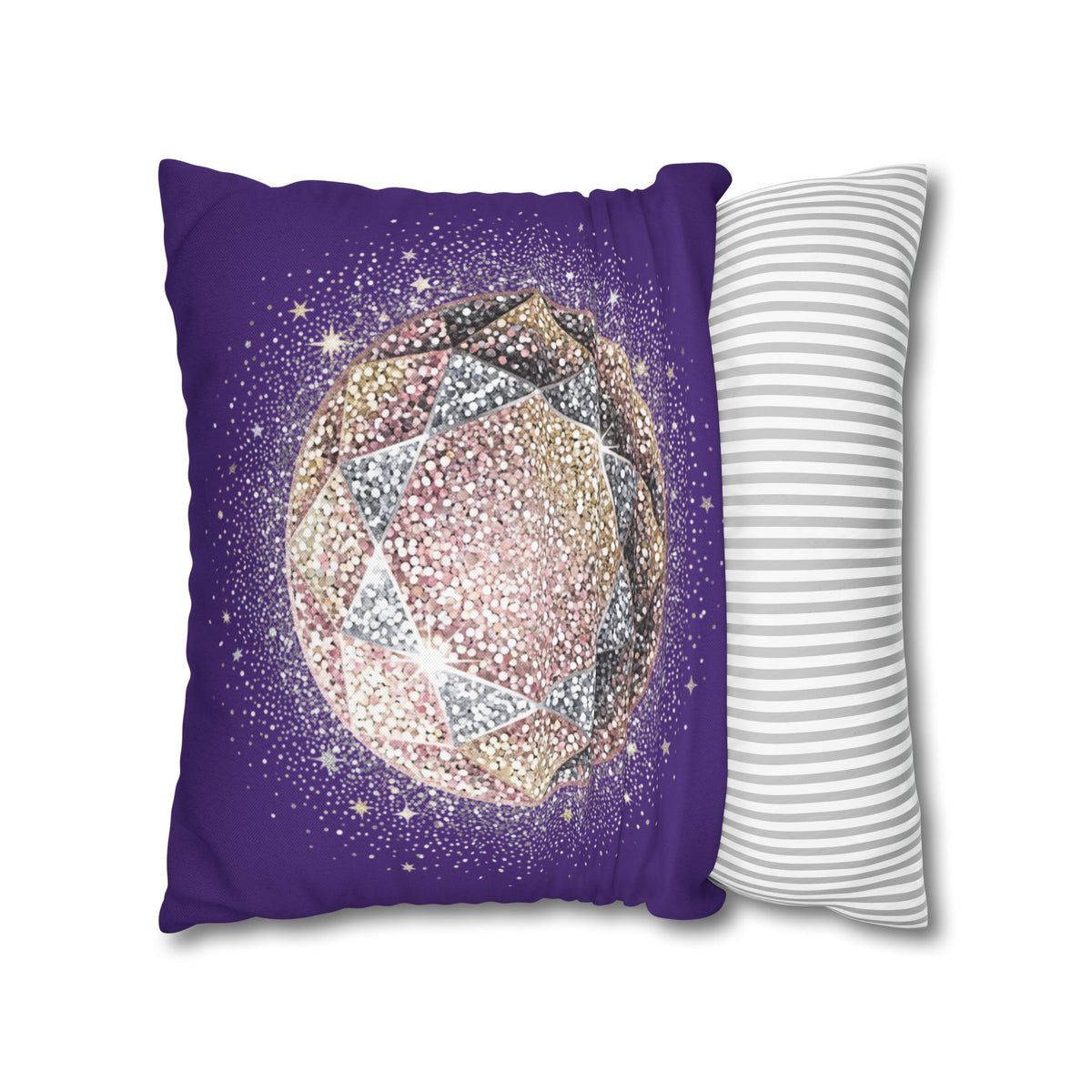Glittery Dark Purple Spun Polyester Square Pillowcase