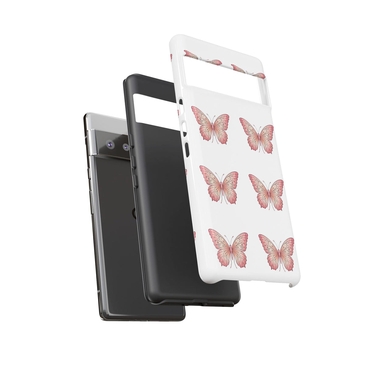 Pink Butterfly Tough Phone Case — Floral Pattern Protective Cover