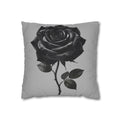 Black Rose Grey Spun Polyester Square Pillowcase