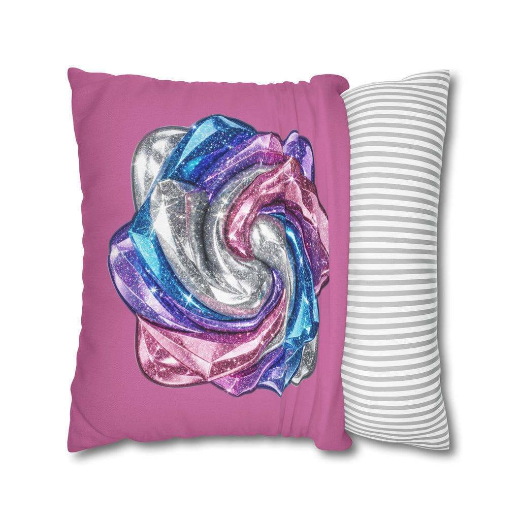 3D Glitter Design Light Pink Spun Polyester Square Pillowcase
