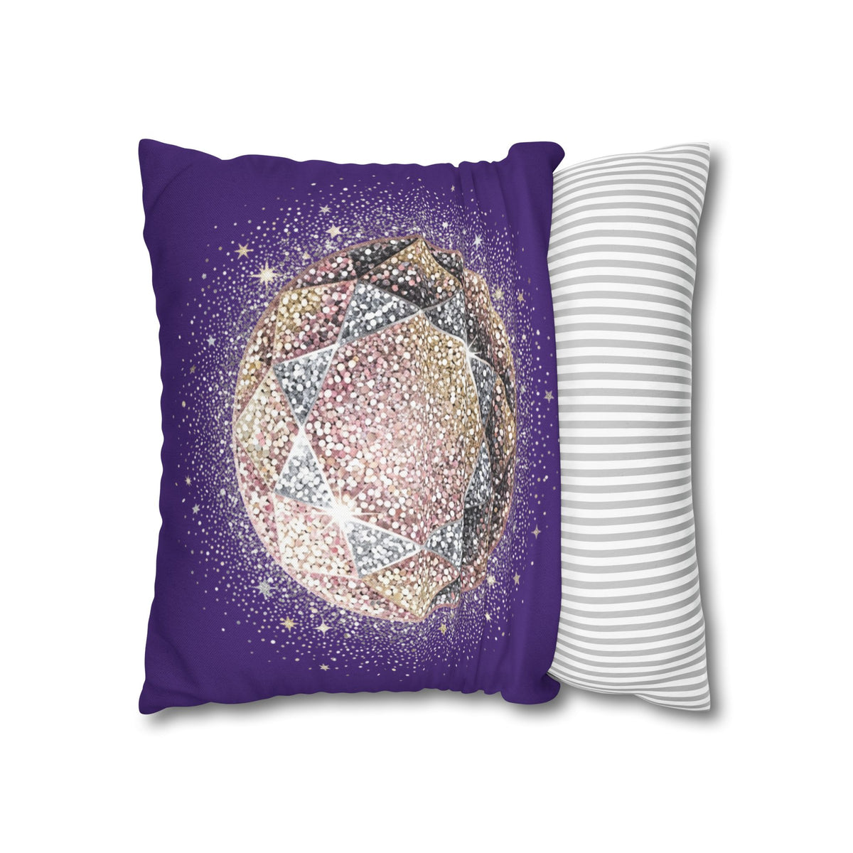 Glittery Dark Purple Spun Polyester Square Pillowcase