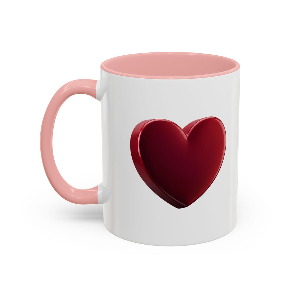 Heart Accent Coffee Mug – Red 3D Heart Design, Valentine’s Day Gift