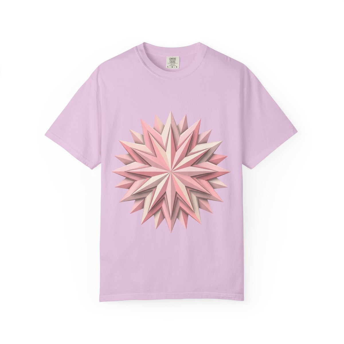 Geometric Rose Star T-Shirt — Pink 3D Origami Floral Tee