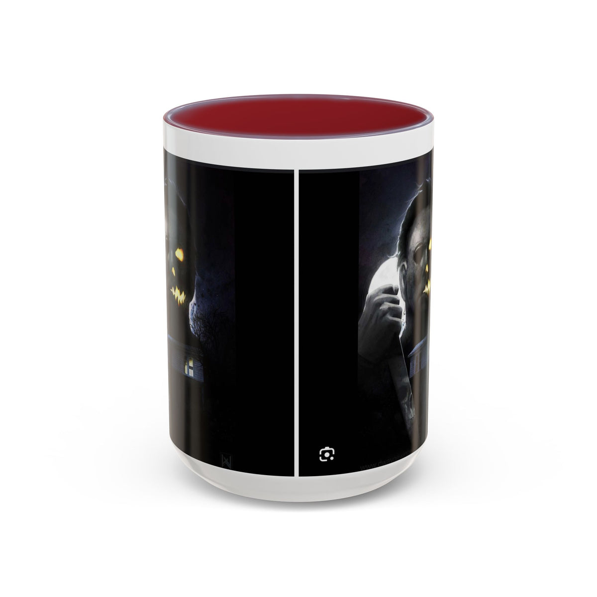 Halloween Michael Myers Accent Coffee Mug — Spooky Horror Movie Jack-O'-Lantern Face (11/15oz)