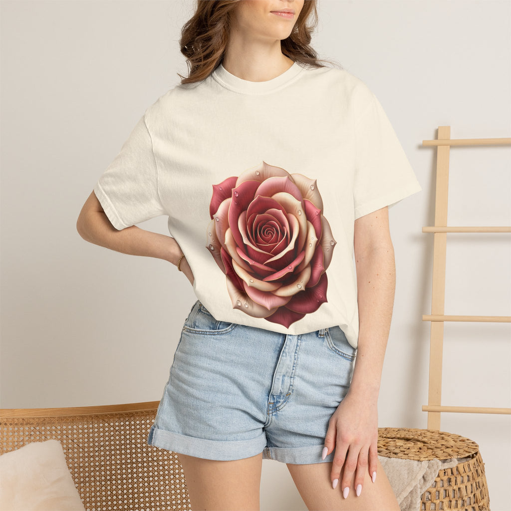 Rose Bloom Graphic T-Shirt — Realistic Pink Rose Floral Tee