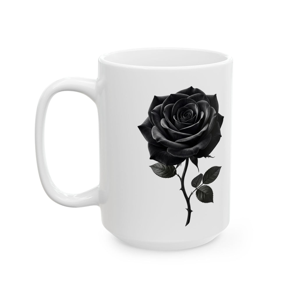 Black Rose Ceramic Mug, (11oz, 15oz)