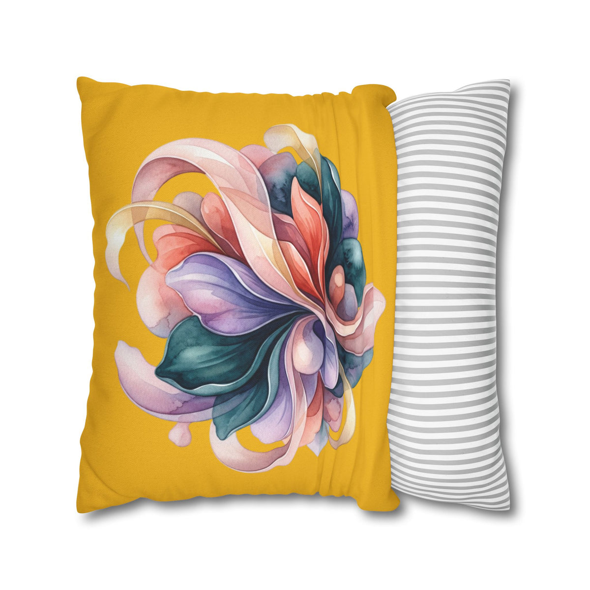 Floral Swirl Decorative Pillowcase — Vibrant Yellow Abstract Bloom