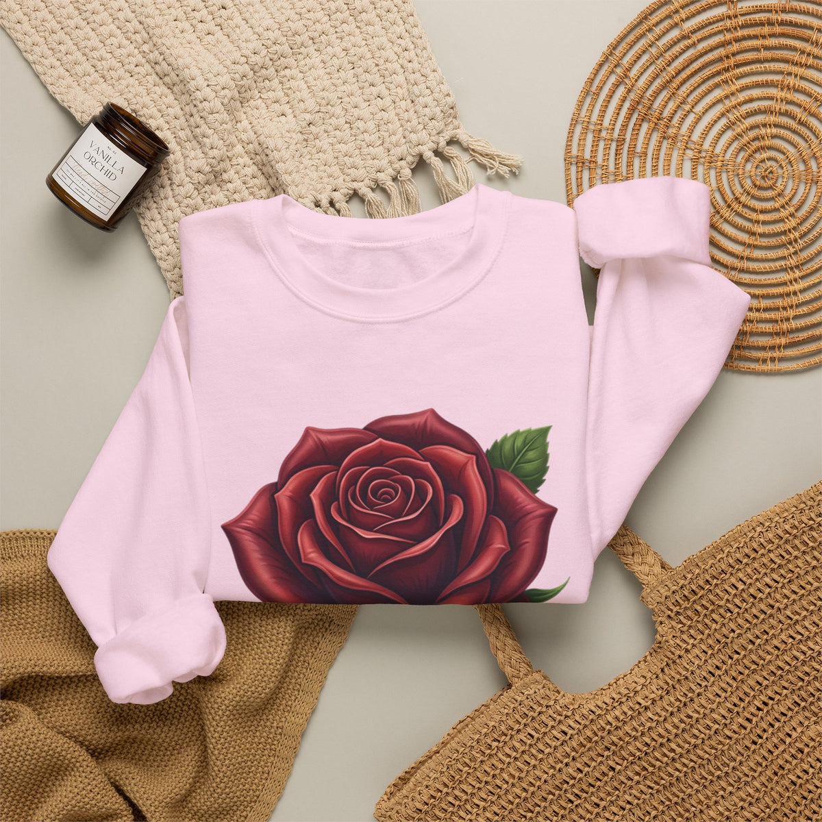 Rose Graphic Crewneck Sweatshirt