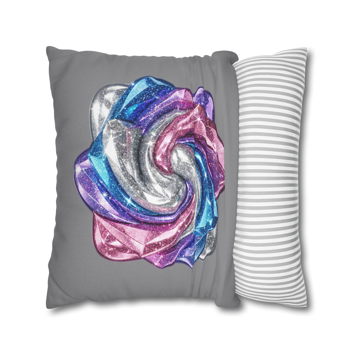 3D Glitter Design Grey Spun Polyester Square Pillowcase