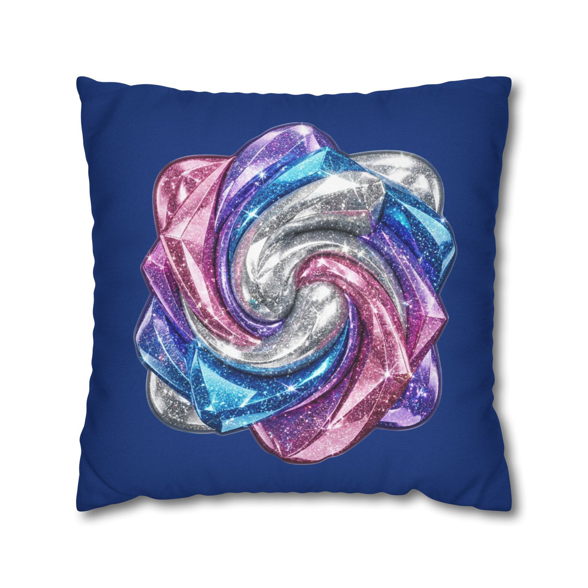 3D Glitter Design Navy Spun Polyester Square Pillowcase