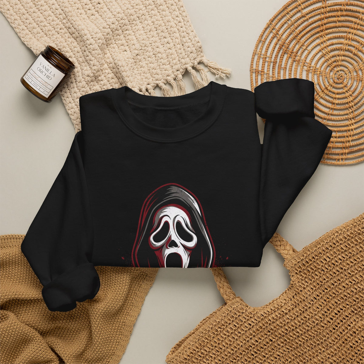 Scream Mask Crewneck Sweatshirt – Horror Ghostface Graphic