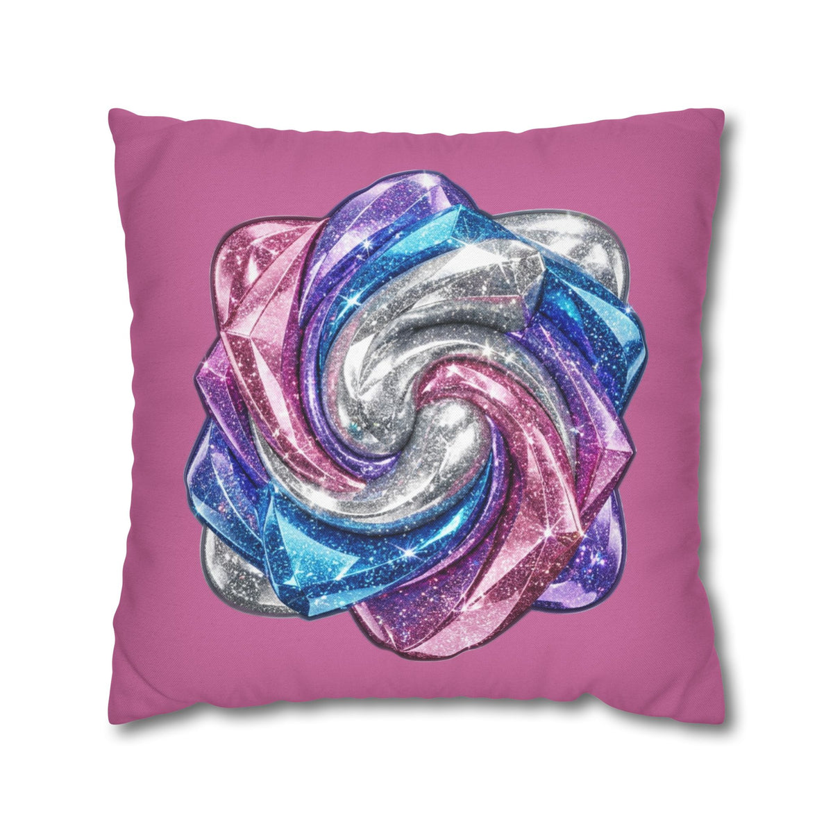 3D Glitter Design Light Pink Spun Polyester Square Pillowcase