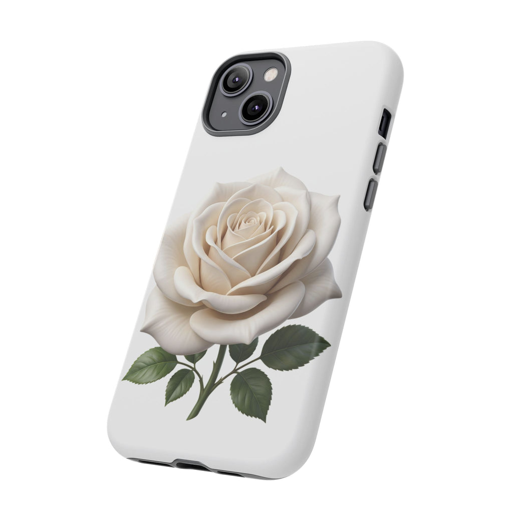 White Rose Tough Phone Case – Elegant Floral Protective Cover