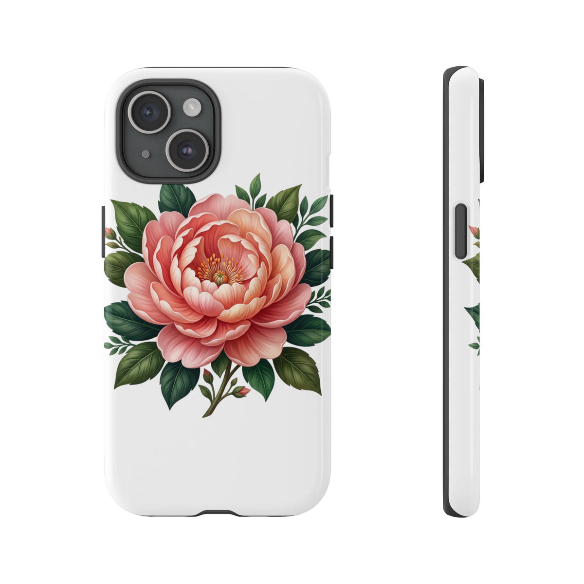 Floral Peony Tough Phone Case — Protective Botanical iPhone Cover