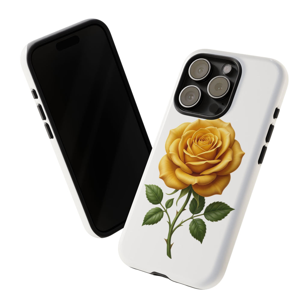 Yellow Rose Phone Case — Vintage Floral Tough Protective Cover