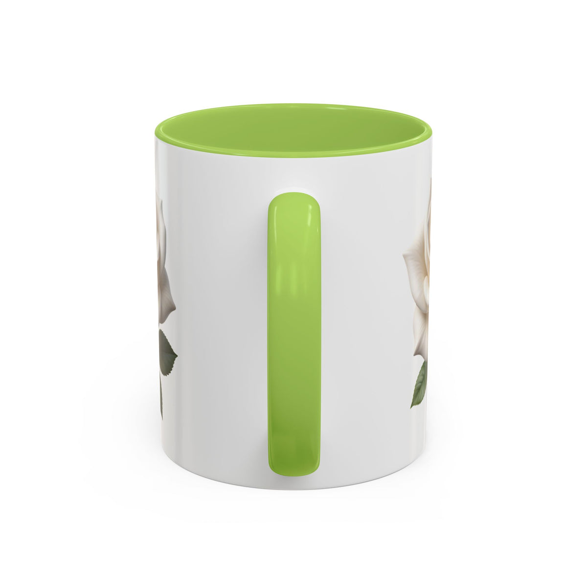 White Rose Accent Coffee Mug — Elegant Floral 11/15oz Ceramic