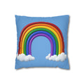 Rainbow Light Blue Spun Polyester Square Pillowcase