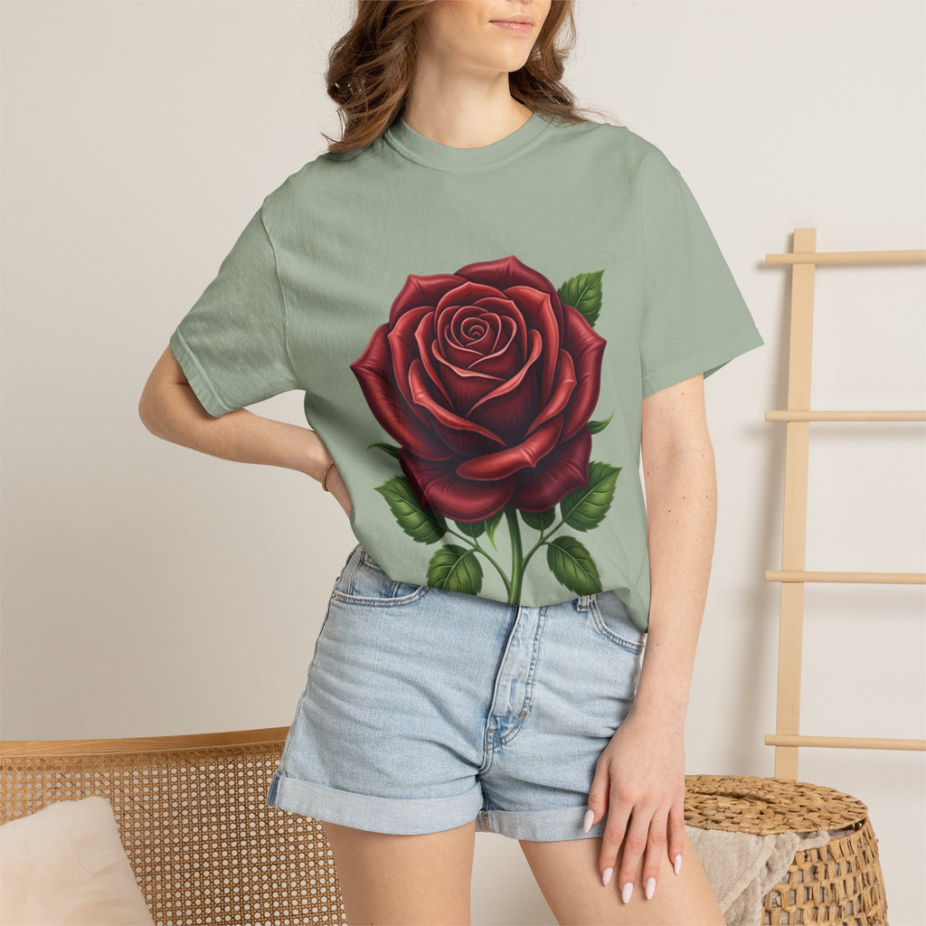 Rose Graphic T‑Shirt — Large Red Rose Floral Tee