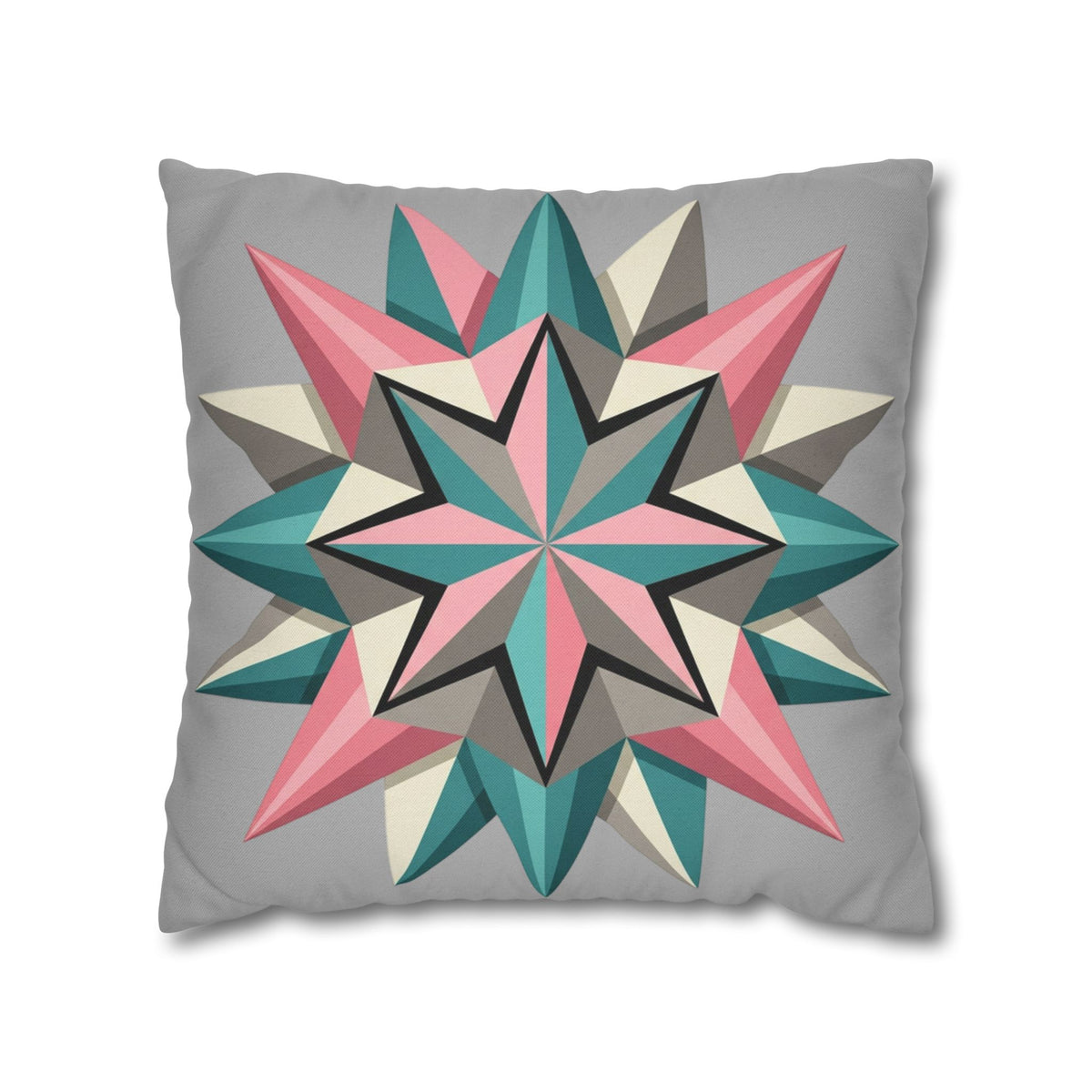 Geometric Starburst Throw Pillowcase — Pink Teal Modern Accent