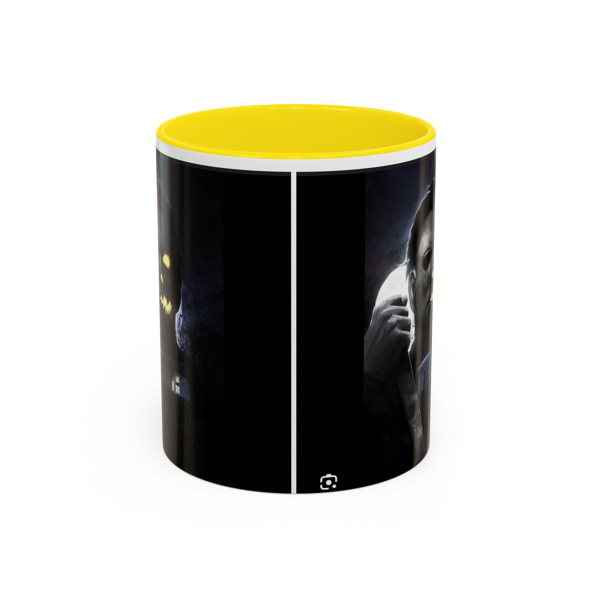 Halloween Michael Myers Accent Coffee Mug — Spooky Horror Movie Jack-O'-Lantern Face (11/15oz)