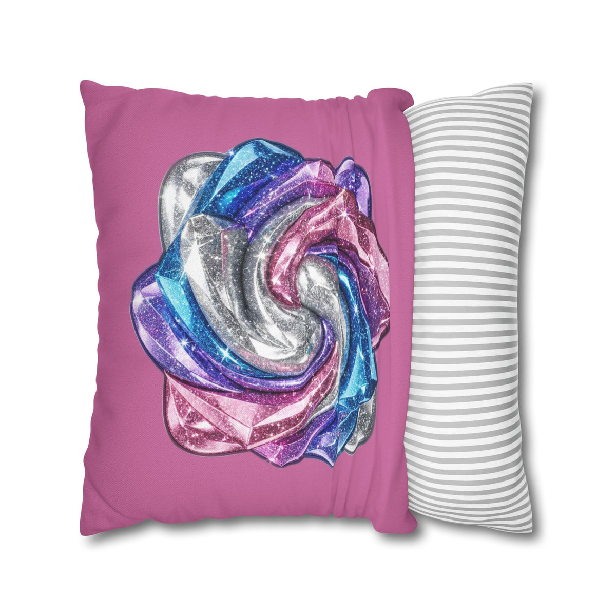 3D Glitter Design Light Pink Spun Polyester Square Pillowcase