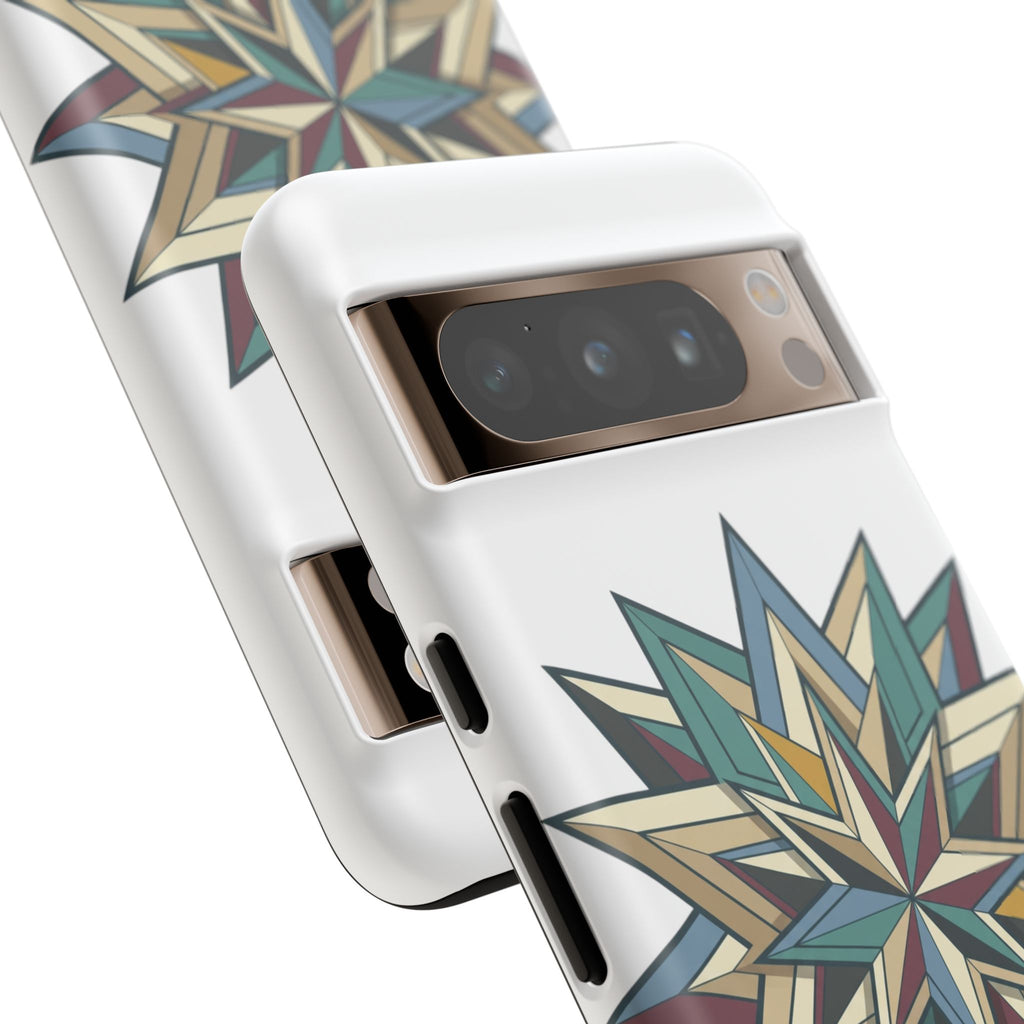 Geometric Star Phone Case — Teal & Earthtone Mandala Design