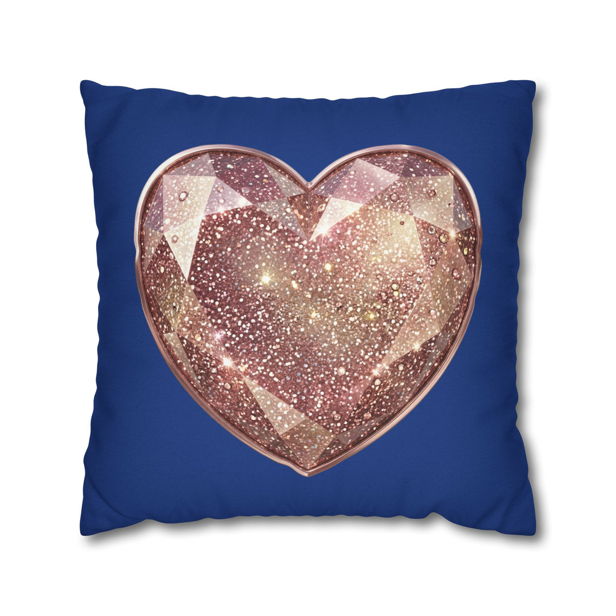Galaxy Rose Gold Heart Pillowcase — Decorative Square Throw Pillow- Navy