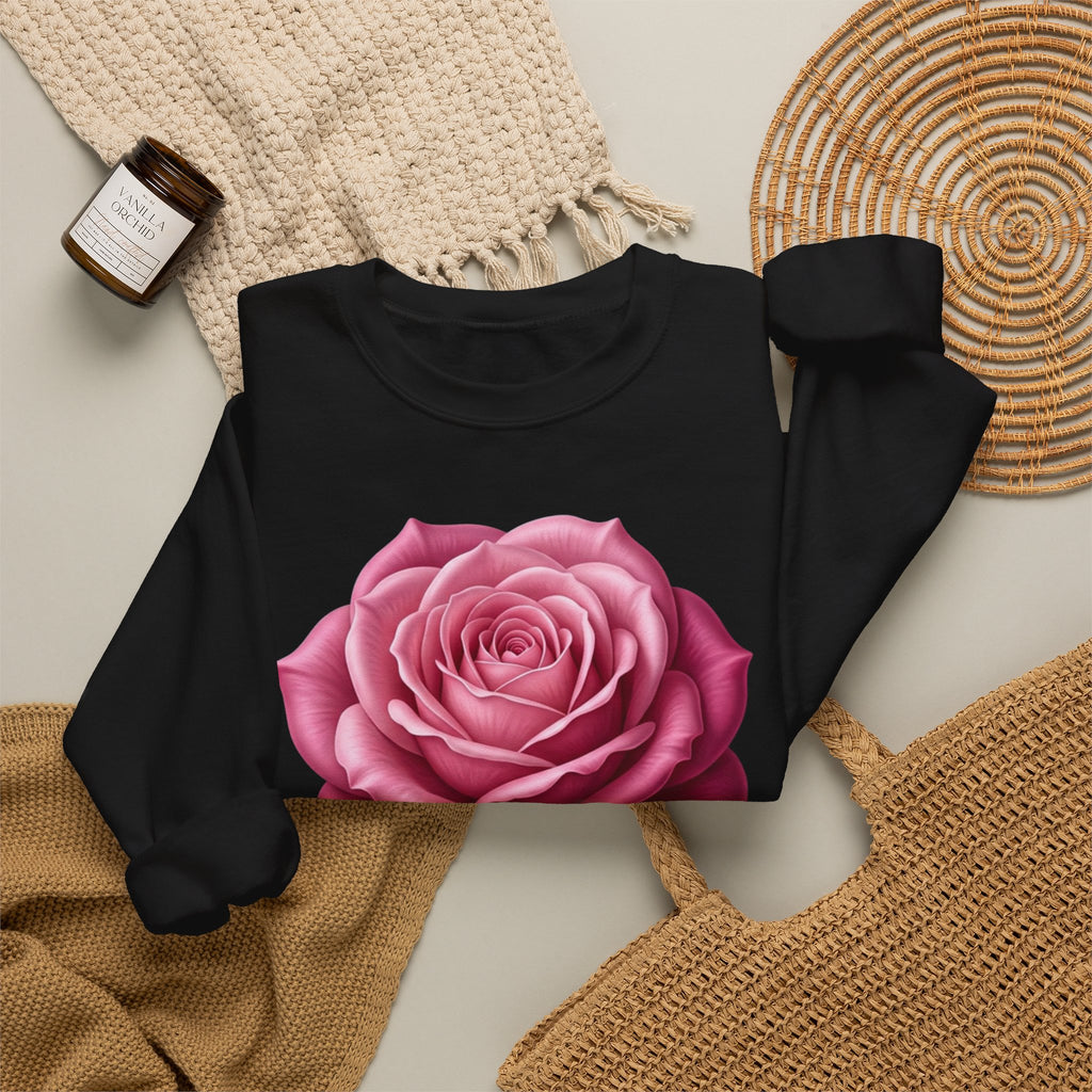 Rose Graphic Sweatshirt — Vintage Pink Rose Floral Crewneck