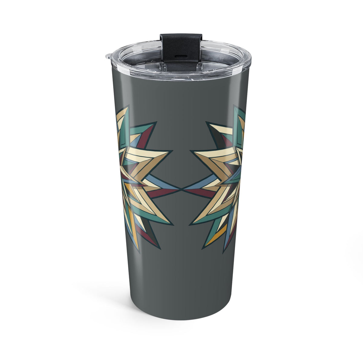 Geometric Star 20oz Tumbler — Insulated Travel Cup- Dark Grey