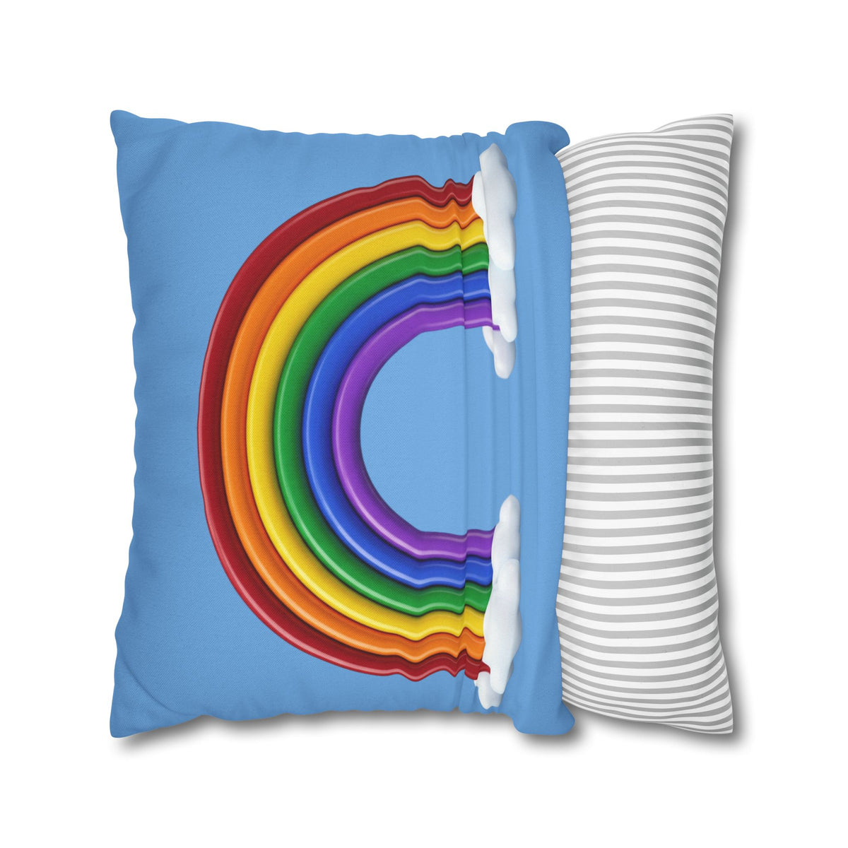 Rainbow Light Blue Spun Polyester Square Pillowcase