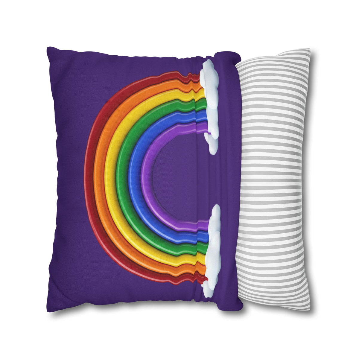Rainbow Dark Purple Spun Polyester Square Pillowcase