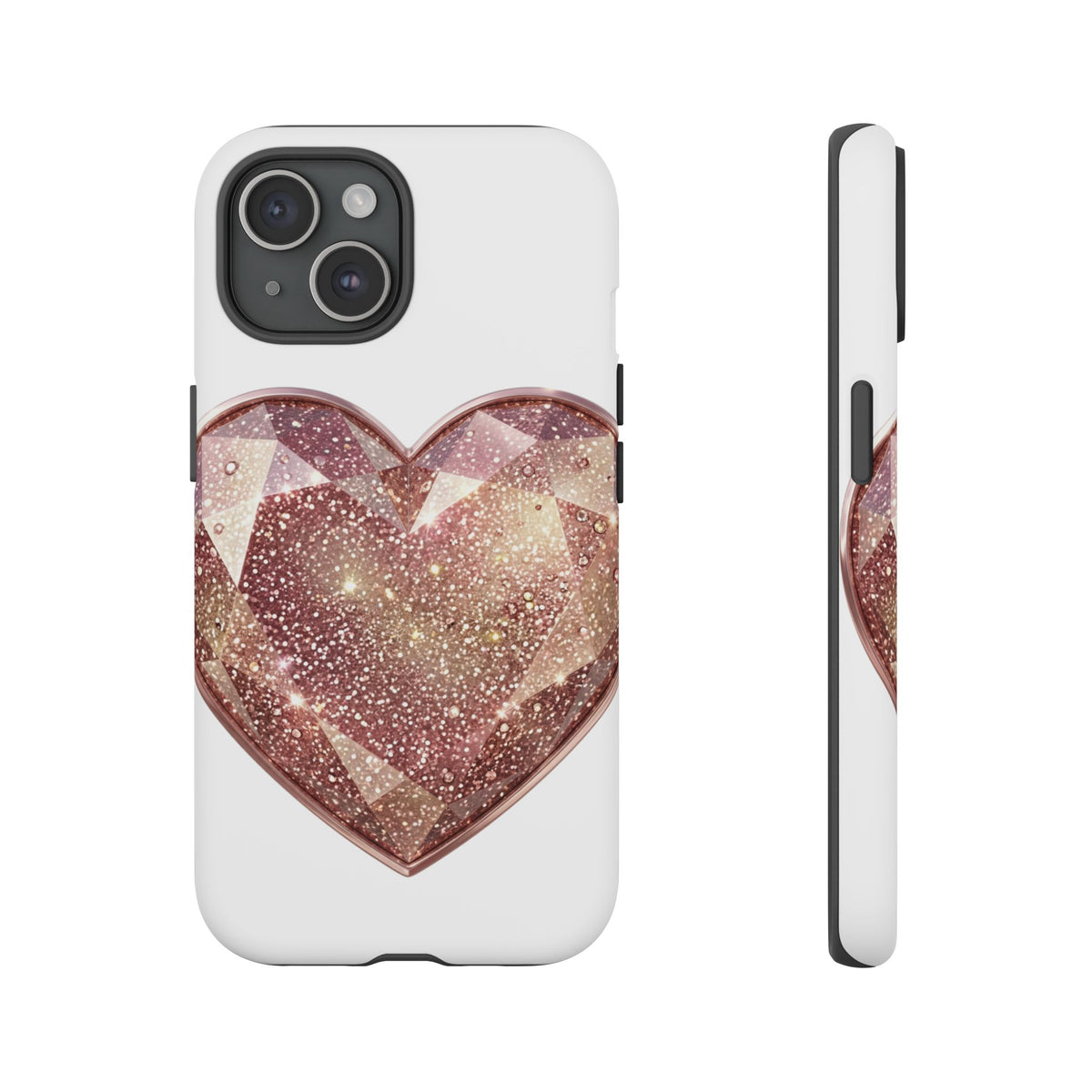 Rose Gold Glitter Crystal Heart Phone Case