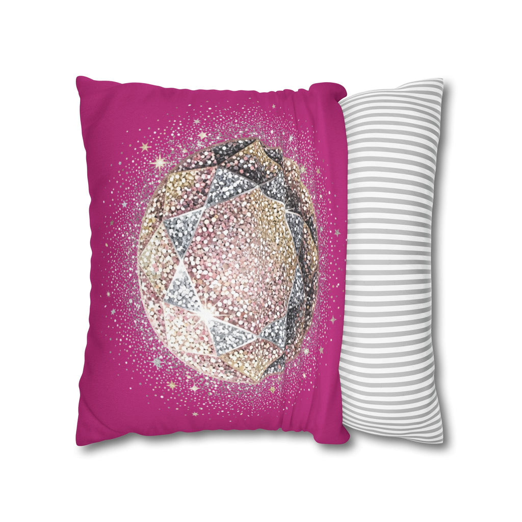 Glittery Magenta Spun Polyester Square Pillowcase