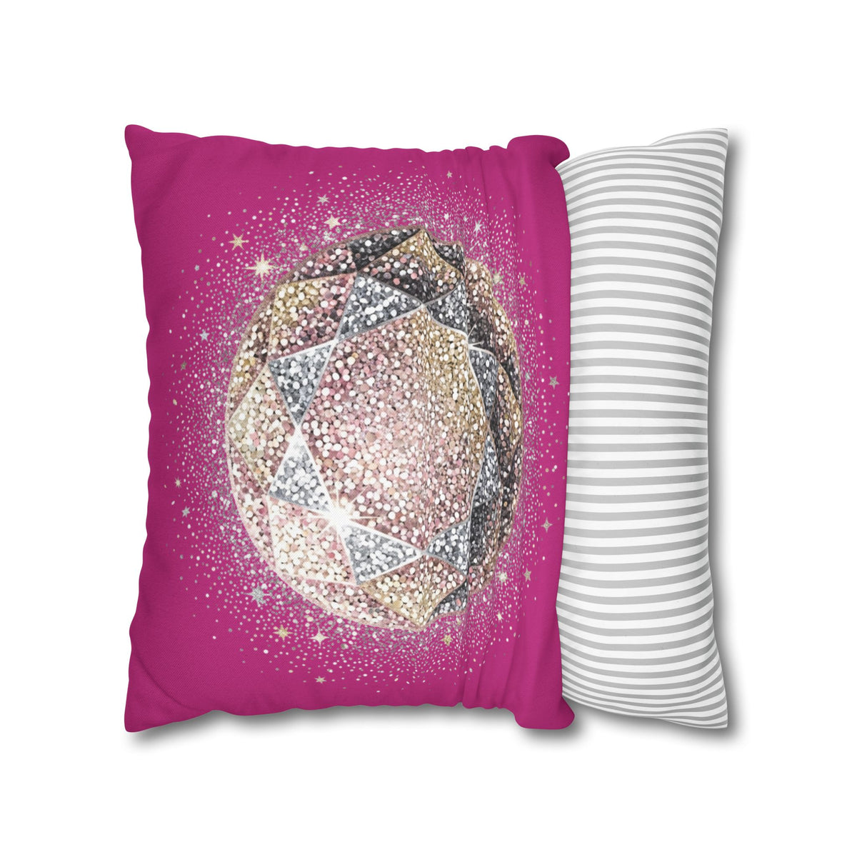 Glittery Magenta Spun Polyester Square Pillowcase