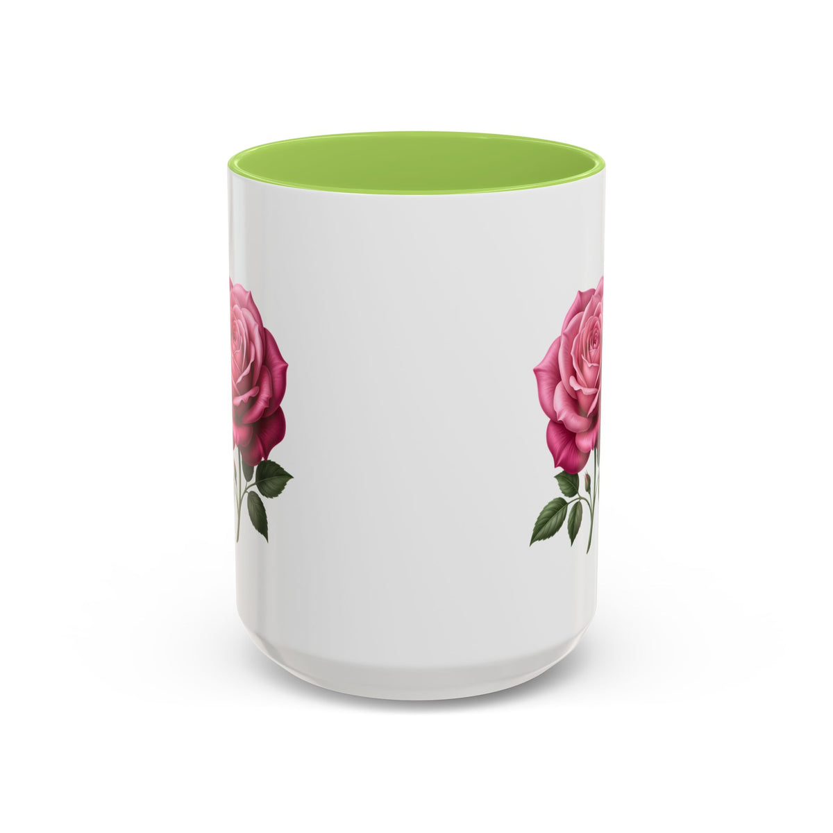 Pink Rose Accent Coffee Mug — Floral Tea & Coffee Cup (11/15 oz)