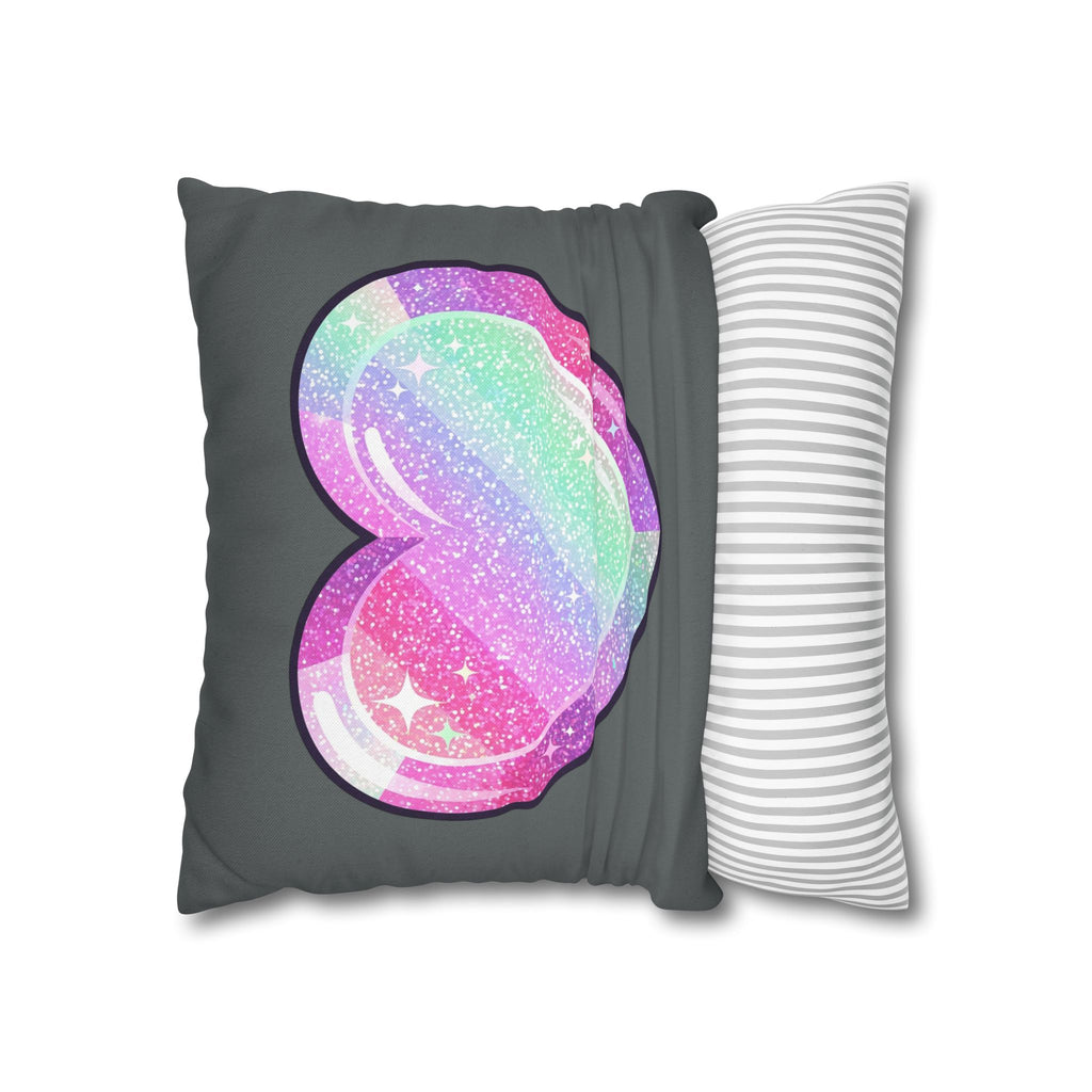 Pastel Glitter Heart Pillowcase Spun Polyester Square Pillowcase- Dark Grey